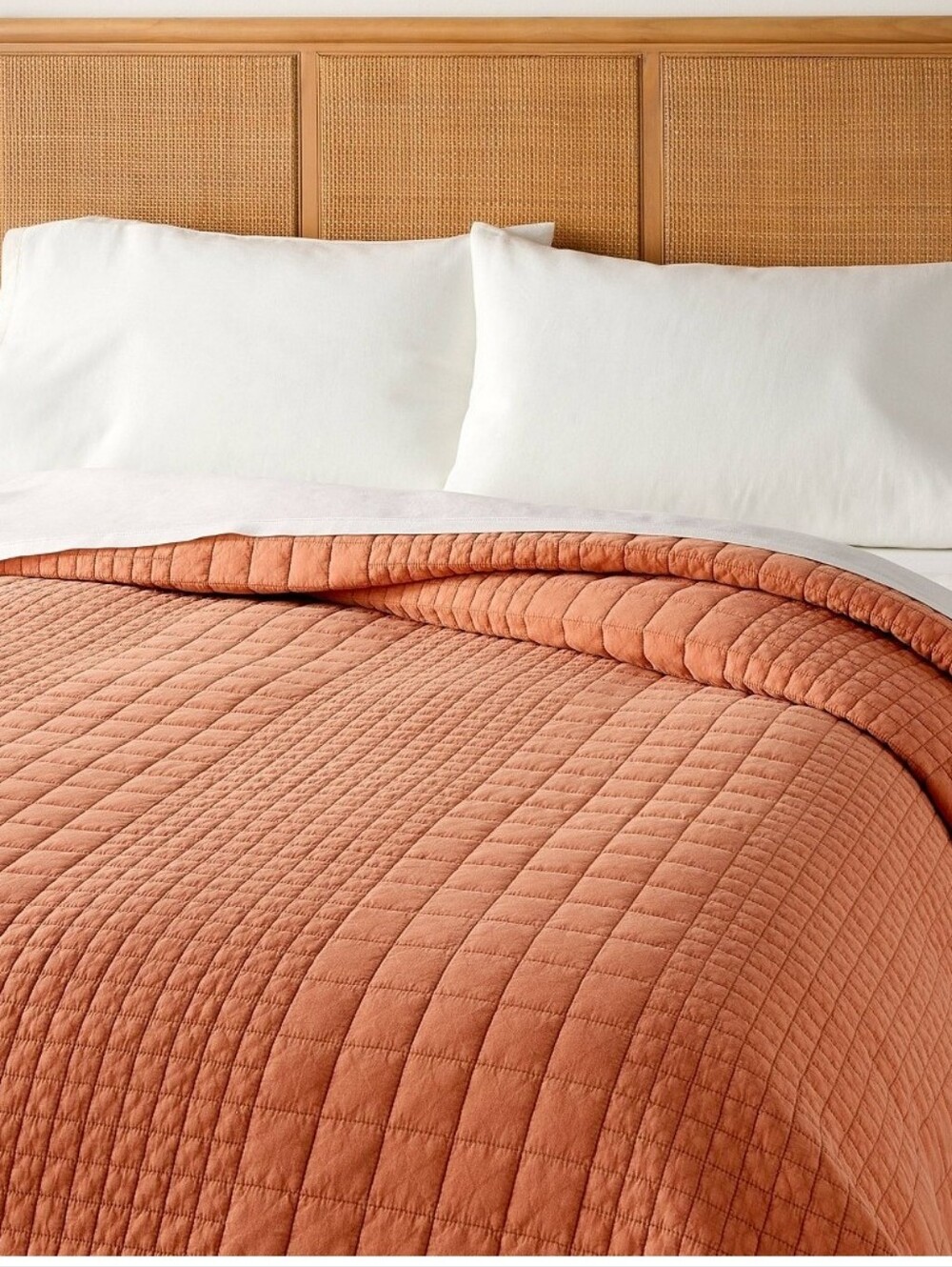 Hearth & Hand King Grid Stitch Quilt Rust